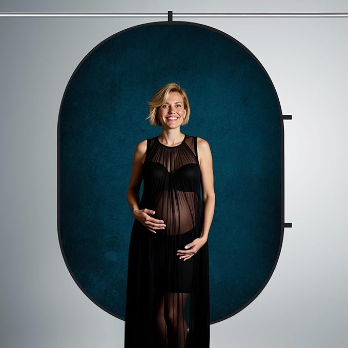 Kate Collapsible Backdrop Brown Blue Pop Up Background Portable for Headshot and Portrait Photography, Video, 5x6.5ft