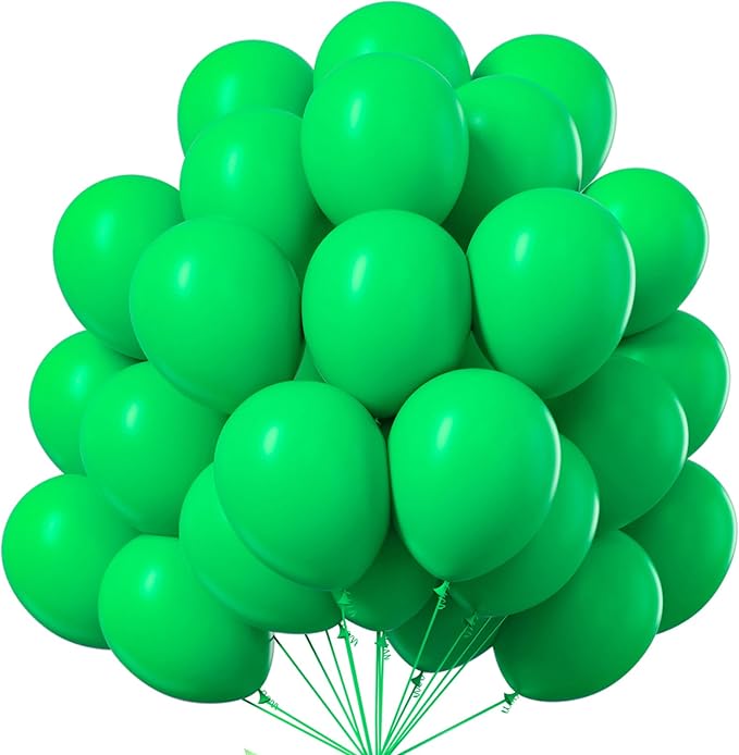 PartyWoo Green Balloons 100pcs 12 Inch Green Latex Helium Balloons for Birthday Baby Shower Graduation Engagement Wedding Dinosaur Jungle Golf Football Baseball Theme Party Decorations Green-Y24