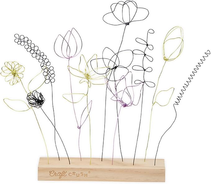 Craft Crush Wire Flowers - Create Unique Craft Wire Flower Designs with Easy to Use Tool and Guide with Display Stand - for Teens and Adults Ages 12, 13, 14, 15 and Up