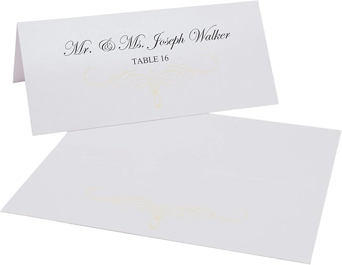 Decadent Flourish Printable Place Cards, Ivory (Choose Color), Set of 60 (10 Sheets), Laser & Inkjet Printers - Wedding, Party, Dinner, and Special Events - Made in the USA
