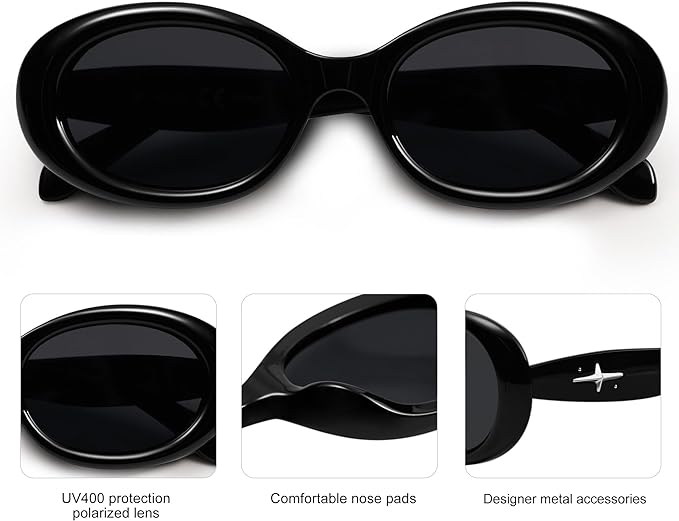 SOJOS Small Retro Oval Polarized Sunglasses for Women Men 90s Vintage UV400 Protection Tiny Sun Glasses SJ2286