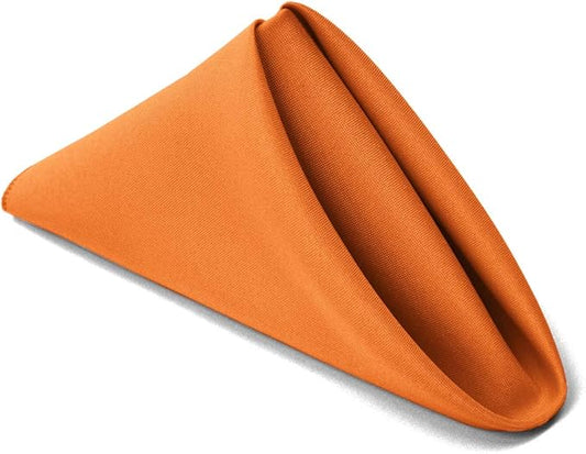 TableLinensforLess 17"x17" Polyester Cloth Napkins, Set of 6 (Pumpkin Orange) | Easy-Care, No-Iron Finish, Superior Color Retention, Machine Washable