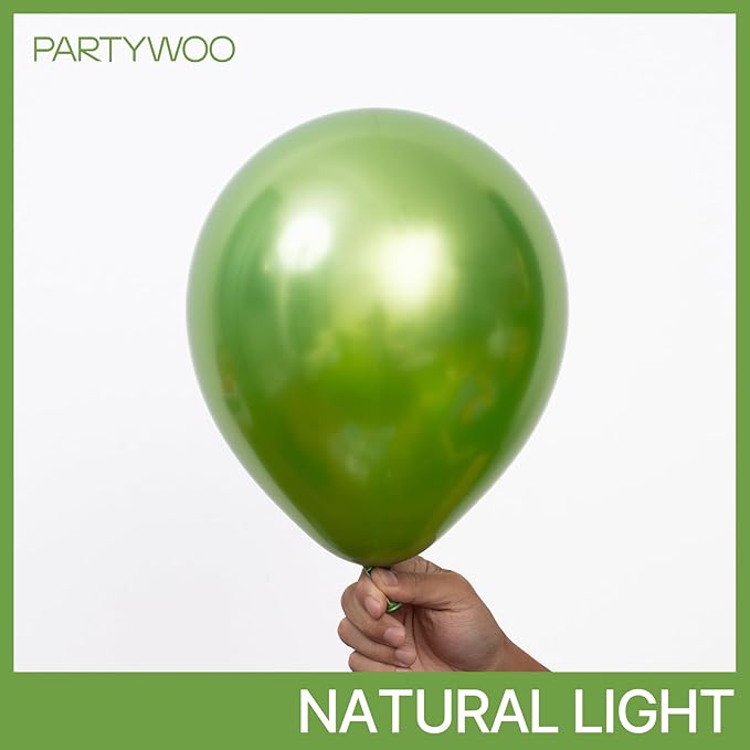 PartyWoo Green Balloons, 85 pcs Metallic Apple Green Balloons Different Sizes Pack of 18 Inch 12 Inch 10 Inch 5 Inch for Balloon Garland or Balloon Arch as Birthday Decorations, Wedding Decoration