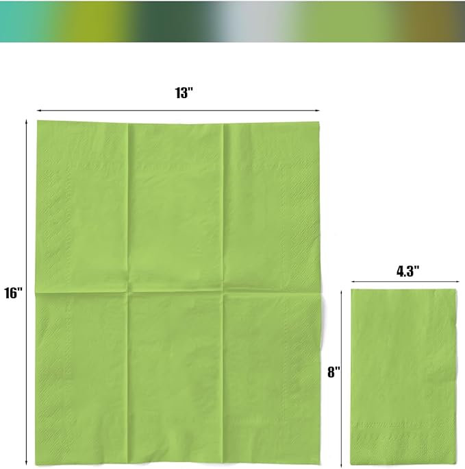 qiqee Green Paper Napkins 13 * 16inch Guest Paper Disposable Towels Napkin Paper Hand Towels for Wedding, Dinner, Birthday Party, Dessert Cocktail ＆ Kitchen Napkins（ 120 Count）