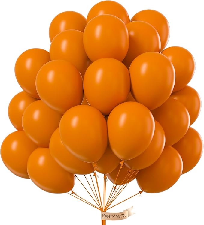 PartyWoo Burnt Orange Balloons 100 pcs 12 Inch Terracotta Rust Fall Color Balloons for Graduation Thanksgiving Halloween Baby Shower Birthday Party Decorations Orange-F53