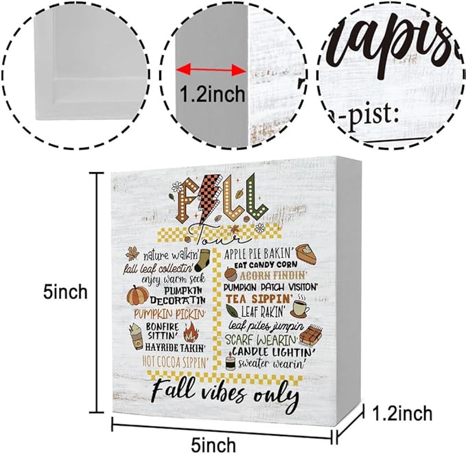 Fall Theme Sign Retro Farmhouse Fall Artwork Decor Autumn Harvest Thanksgiving Wooden Sign, Rustic Wood Maples Decorations for Indoor Outdoor Home Office Supplies (Fall Artwor)