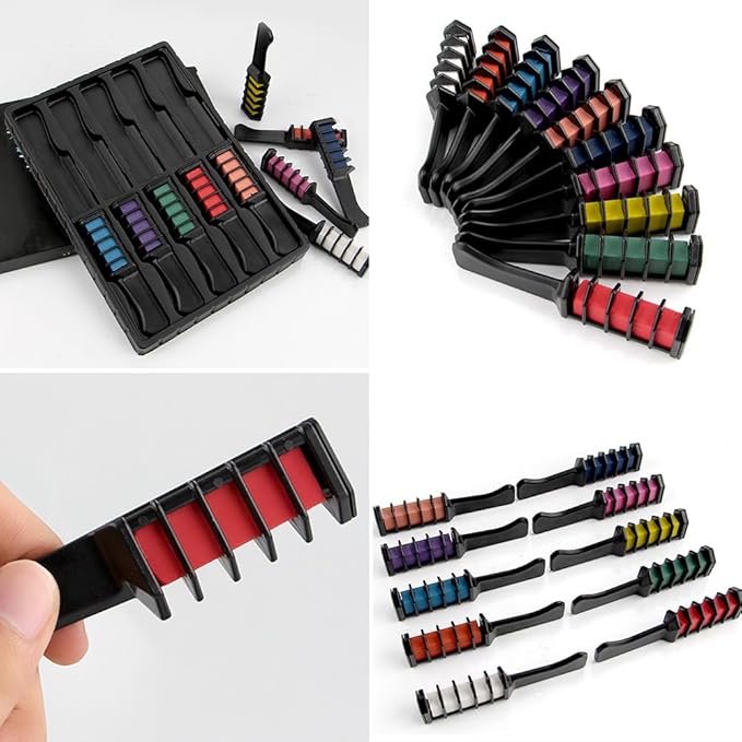 12 Colors Festive Fun Hair Chalk Combs, 2026 New Temporary Glitter Hair Colors Hair Chalk Combs, Washable Hair Color Dye for Birthday Christmas Hair DIY Party Gifts for Teenage Girls (8 Colors)