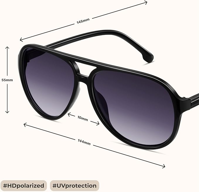 livho Trendy Polarized Aviator Sunglasses Women Men, Retro Sun Glasses for Women Men 2025, Oversized UV Protection Shades