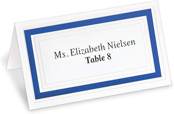 PaperDirect White Cover Stock Place Cards with Dark Blue Foil Border, 400-Pack