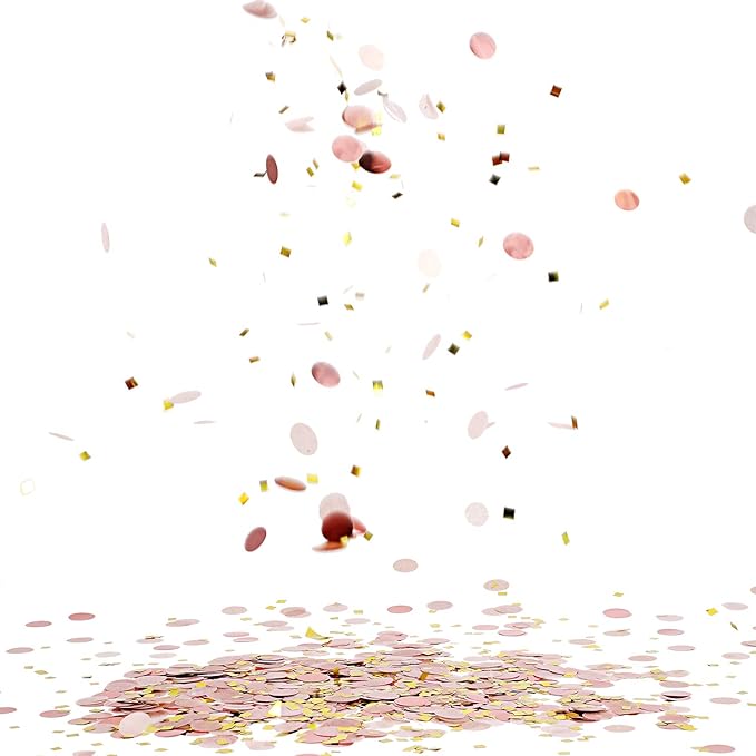 TecUnite Round Tissue Paper Table Confetti Dots for Wedding Birthday Party Decoration, 1.76 oz(Rose Gold Confetti,1.5 cm plus 2.5 cm)