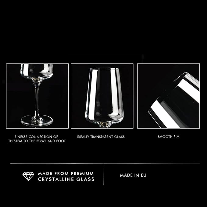Krosno White and Sparkling Wine Glasses, 6 piece set, 13.52 oz, Infinity Collection, Elegant, Crystal Glass, Lead-free Glass, Dishwasher Safe, Made in Europe