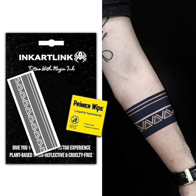 INKARTLINK semi-permanent temporary tattoos, realistic arm tattoos, waterproof and non-reflective, exquisite packaging, unique design (Armband 1)