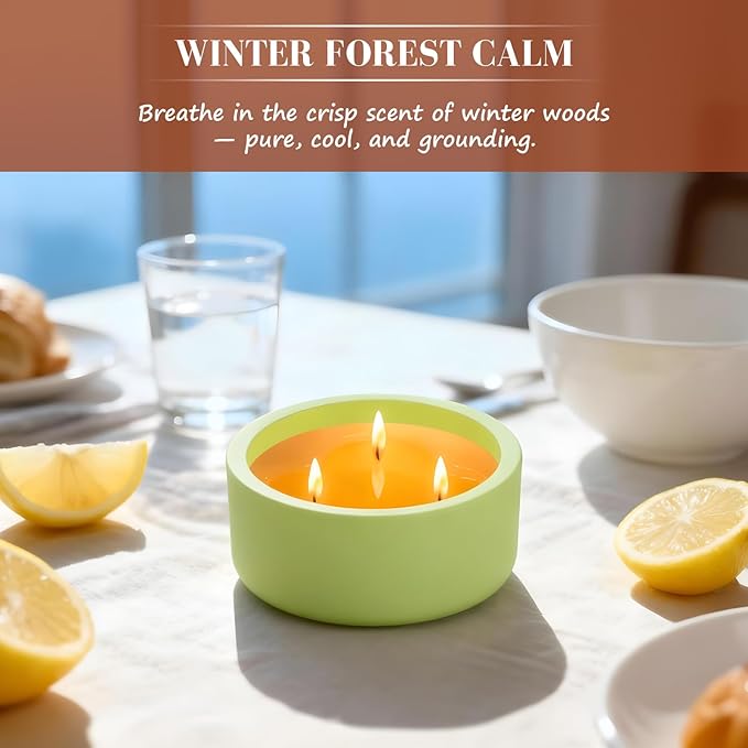 Viyffo Fall Candles - Lemon & Vanilla, 3 Wick Large Scented Candle, 20oz Soy Candles for Women & Men, Non Toxic Aromatherapy Candle, Ceramic Velas Perfect for Autumn Home Decor & Gift