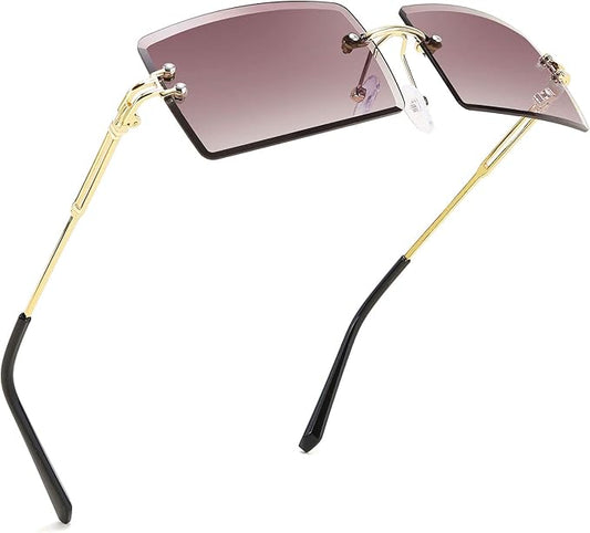 FEISEDY Vintage Rimless Sunglasses Rectangle Frameless Candy Color Glasses Women Men B2642