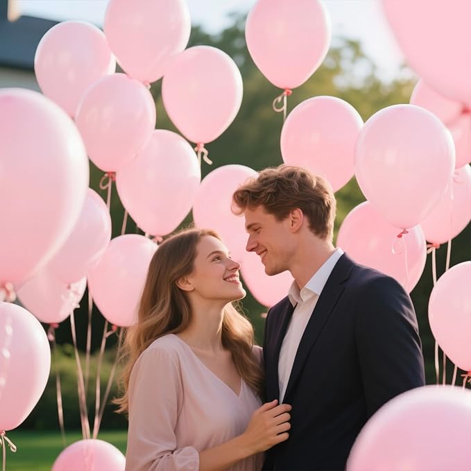 KAWKALSH Light Pink Balloon 12 Inch, 110pcs Latex Party Balloons Helium Bright Color for Birthday Baby Shower Wedding Party Supplies Arch Garland Decoration