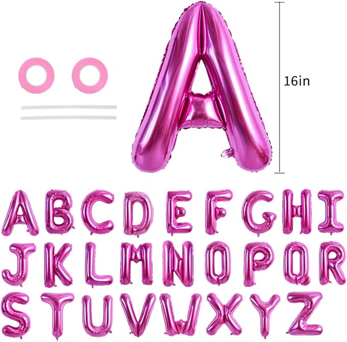 TONIFUL 52 Pieces 16 Inch Rose Red Letter A-Z Balloons,Custom Phrase Mylar Foil Alphabet Letter DIY Personalized Phrase Banner for Birthday Anniversary Celebration Graduation Party Supplies Decor