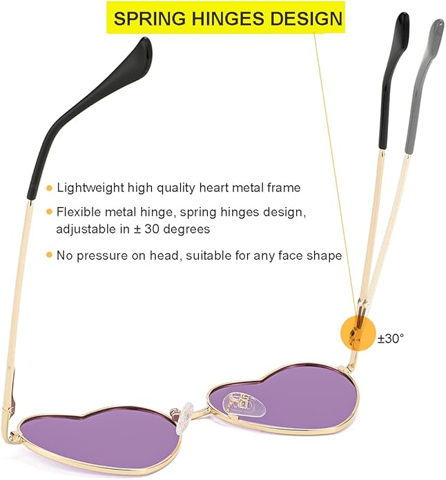 JOVAKIT Polarized Heart Sunglasses for Women Fashion Lovely Style Metal Frame UV400 Protection Lens