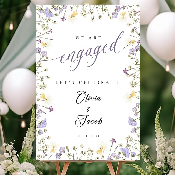 Personalized Engagement Welcome Sign – Minimalist Engagement Party Yard Sign – We’re Engaged Signs – Engagement Party Decorations for Couple - She Said Yes! (Version 13)