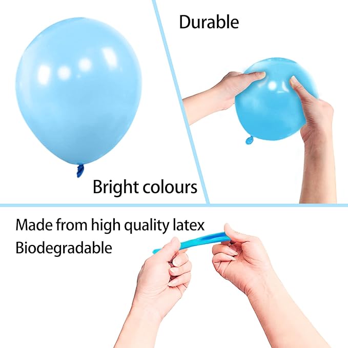 KAWKALSH 200pcs Light Blue Balloons 5 Inch, Small Mini Latex Balloons for Party Birthday Baby Shower Anniversary Festival Arch Garland Decoration