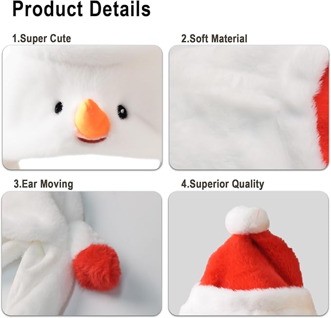 Plush Ear Moving Jumping Hat,Cute Fluffy Cap, Soft Warm HeadWear
