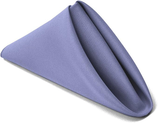 TableLinensforLess 17x17 Inch Polyester Cloth Napkins, Set of 12 (Periwinkle Blue)