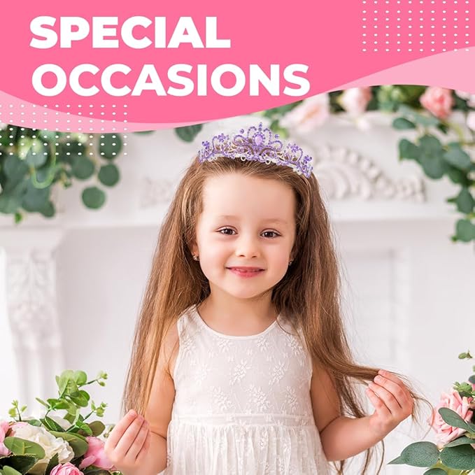 Birthday Tiara and Crown with Sash for Women, Hair Accessories for Wedding Party Costume (C- Purple)