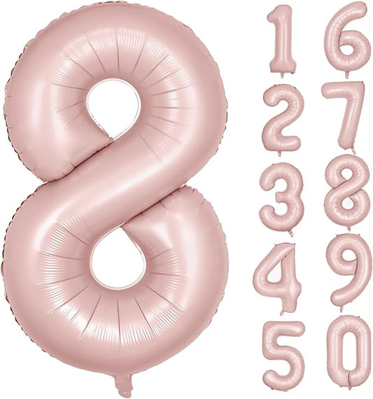 40 inch Pink Number Balloon Light Pink 8 Balloon Matte pink Number 8 Balloon for 8th Birthday Party Decorations