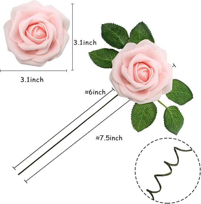 Artificial Flowers Realistic Roses, 25pcs Pink & White Real Looking Fake Roses with Stem for DIY Wedding Bouquets Centerpieces Bridal Shower Party Home Romantic Decorations (25pcs, Shades of Pink)