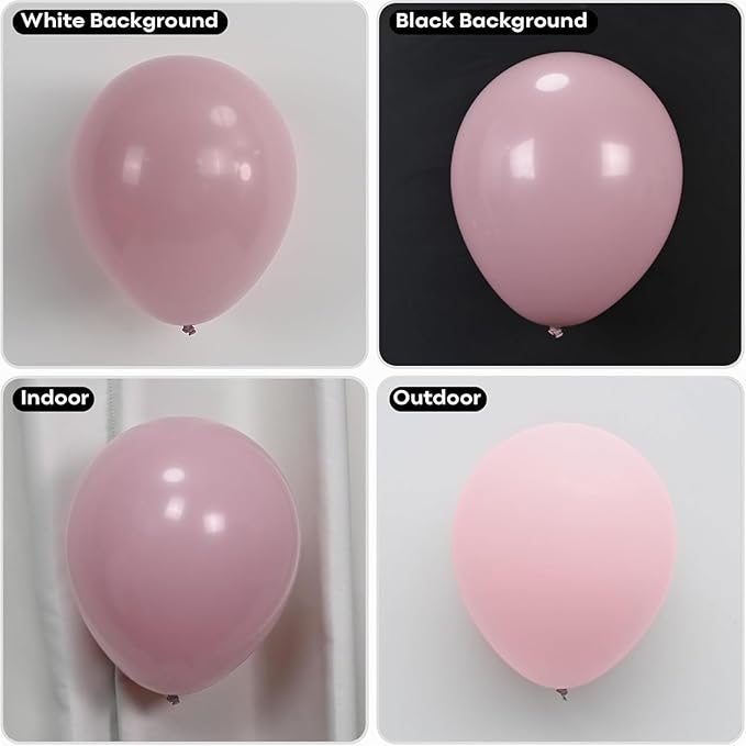 Pink Balloons, 113Pcs Different Sizes Boho Blush Pink Balloon Arch Garland Kit 18/12/10/5 Inch, Dusty Retro Vintage Rose Latex Helium Balloon for Birthday Boho Baby Shower Wedding Party Decorations