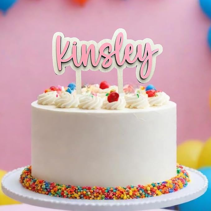 Personalized Name Cake Topper, Custom Baby Shower, Birthday Party Decor with 2 Sizes 5.5" x 6", Many Fonts and Colors
