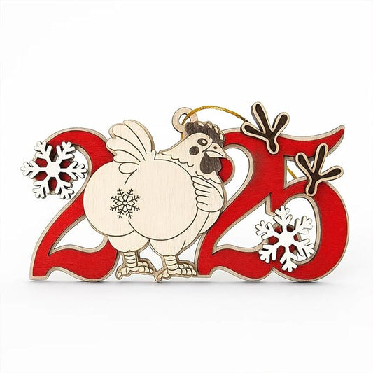 Chicken 2025 Christmas Ornament – Wooden Hen Holiday Tree Decoration – Farm Animal Christmas Ornament, Rustic Barnyard Decor, Chicken Lover Gift Keepsake 2025