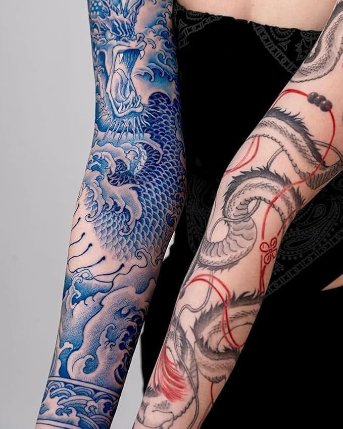 Large Temporary Tattoos Women Temporary Neck Tattoos Temporary Realistic Flower Chest Tattoo for Adults (TS08)