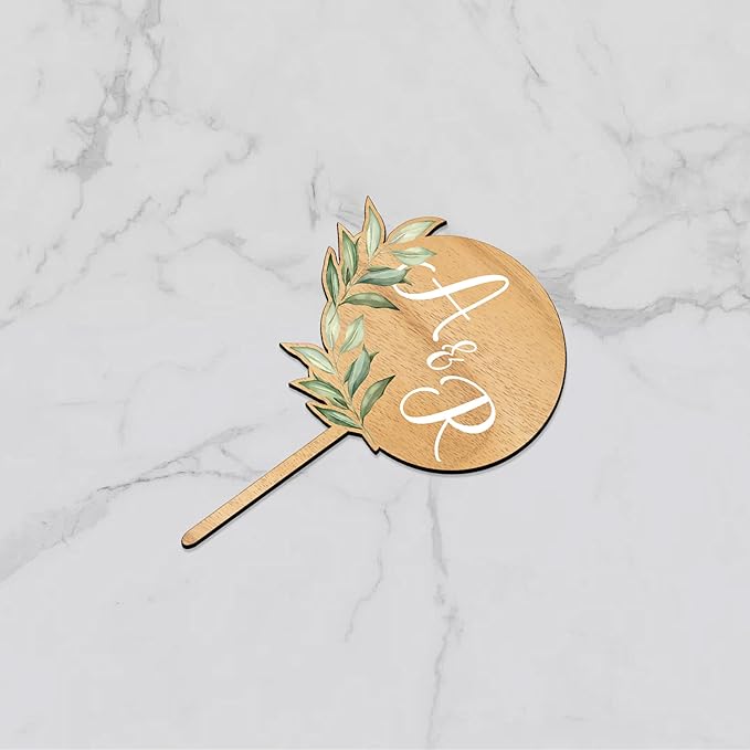 Custom Wedding Cupcake Toppers Personalized Cake Cupcake Decorations in Wood (36 PCS)