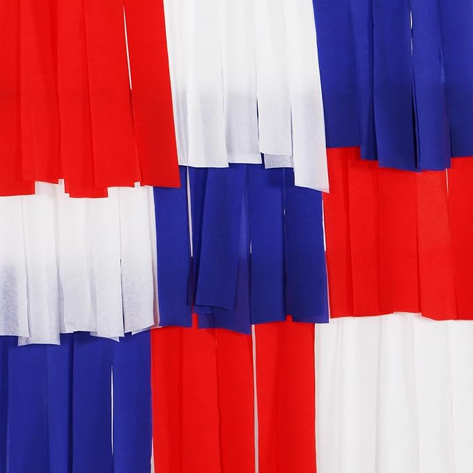 Fourth-4th of July Patriotic Party-Decorations Streamers - 9 Rolls Red White Blue Memorial-Day Supplies Crepe Tissue Paper Garland,Independence American Birthday Graduation Banner Decor Panduola