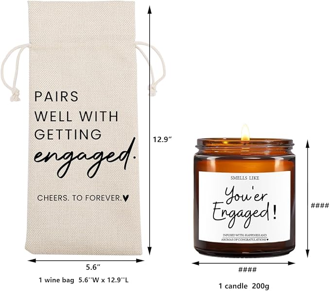 Engagement Gifts for Couples Her Engagement Party Decorations Gift for Couple Wine Bag Scented Candles Set Pairs Well with Getting Engaged Gifts Wine Bottle Bag Smell Like You're Engaged