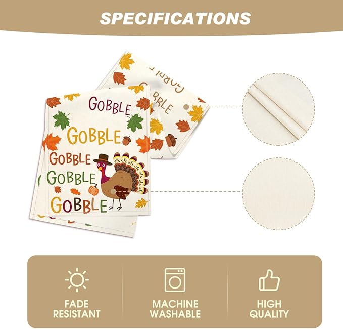 Artoid Mode Gobble Turkey Maple Leaves Thanksgiving Table Runner, Seasonal Fall Harvest Holiday Kitchen Dining Table Decoration for Indoor Outdoor Home Party Decor 13 x 90 Inch