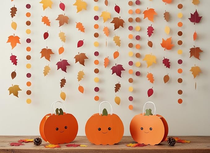 Cheerland Fall Leaf Garlands Thanksgiving Party Decorations Maple Banner Backdrop Hanging Decor Streamer for Birthday Classroom Picnic Wedding Baby Shower Autumn Thanksgiving Harvest Party Supplies