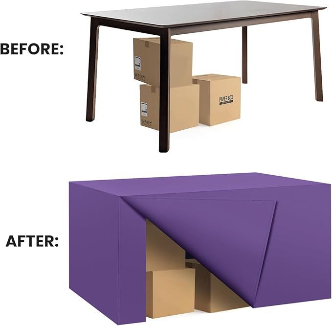 Ascoza 2 Pack Fitted Tablecloth for 8 Foot Rectangle 96 x 30 Inch Purple Table Covers Water Resistant Polyester Cloth for Folding, Parties,Display, Trade Show (Purple)
