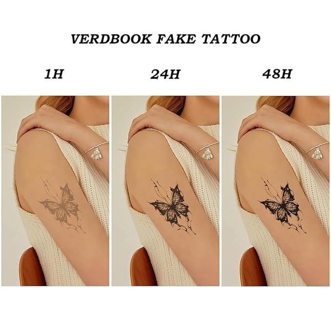 Waterproof Temporary Tattoos: 2-Sheet Tattoo Kit with Realistic Body Stickers, Semi-Permanent Tattoos for Adults Lasting 7-15 Days – Safe for Men & Women, Bats Pattern