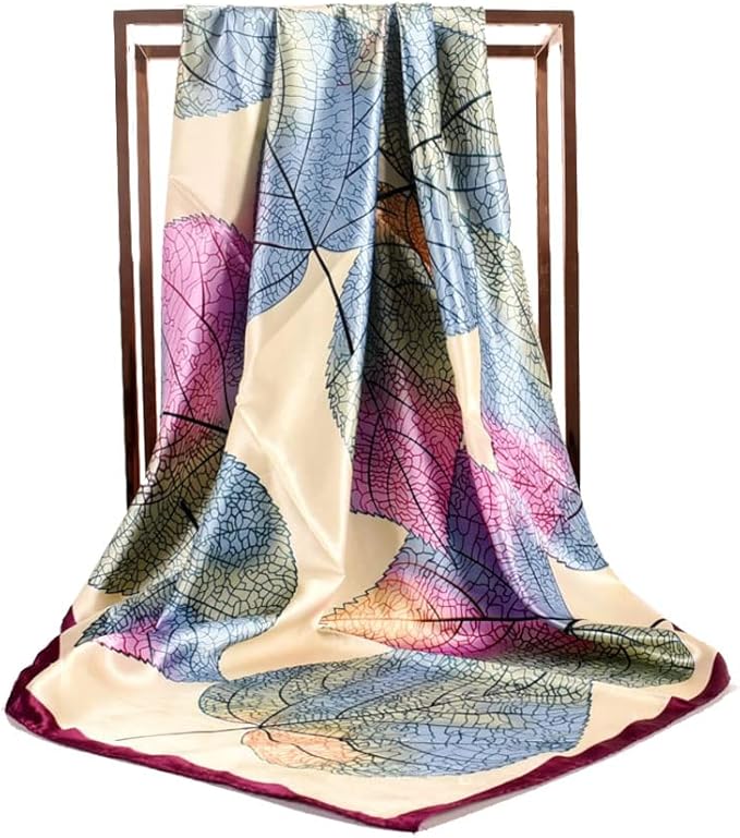 4Pcs Silk Head Scarves for Women Satin Hair Scarf 35”Large Square Bandana Silk Like Neck Scarf Shawl