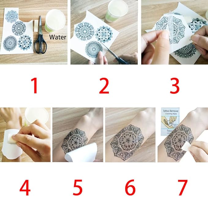 52 Realistic Temporary Tattoos for Women Adults - Long Lasting Waterproof Fake Flower Tattoo Stickers, 3D Roses Birds Wolf Floral Arm Neck Body Art for Gifts(Kids Safe)