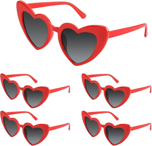 5/10/20 Pack Heart Sunglasses Bachelorette Vintage Heart Shaped Glasses for Wedding Bridesmaid Party Favor