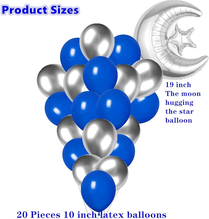 47 Pieces Sleepover Party Decoration Blue Sleepover Birthday Party Balloons Banner Cute Moon Star for Kids Boys Girls Pajamas Slumber Night Out Party Decoration (Black)
