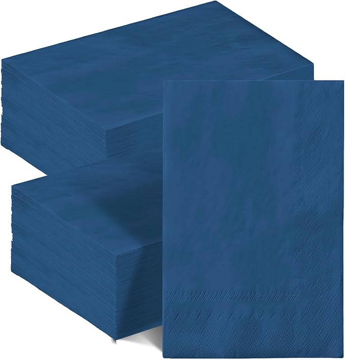 qiqee Navy Blue Paper Napkins 13 * 16inch Guest Paper Disposable Towels Napkin Paper Hand Towels for Wedding, Dinner, Birthday Party, Dessert Cocktail ＆ Kitchen Napkins（ 120 Count）