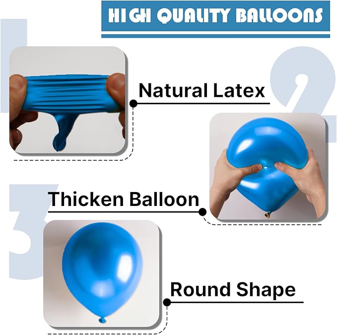 PartyWoo Metallic Blue Balloons 50 pcs 12 Inch Chrome Blue Latex Helium Balloons for Graduation Wedding Baby Shower Engagement Wedding Gender Reveal Birthday Party Decorations Blue-G106