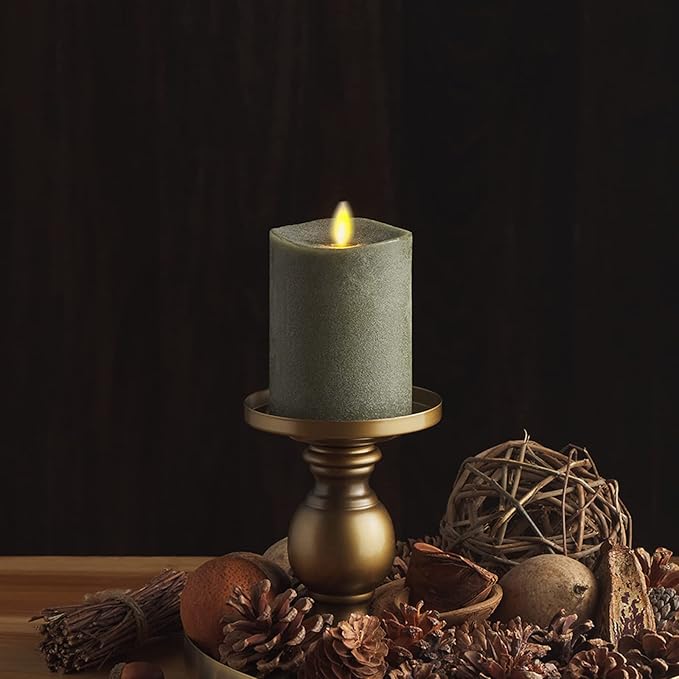 Luminara - Flameless LED Battery Operated Flickering Pillar Candles - Stone Grey - Pack of 1-3x4.5 - Realistic Moving Flame Real Wax Indoor/Outdoor