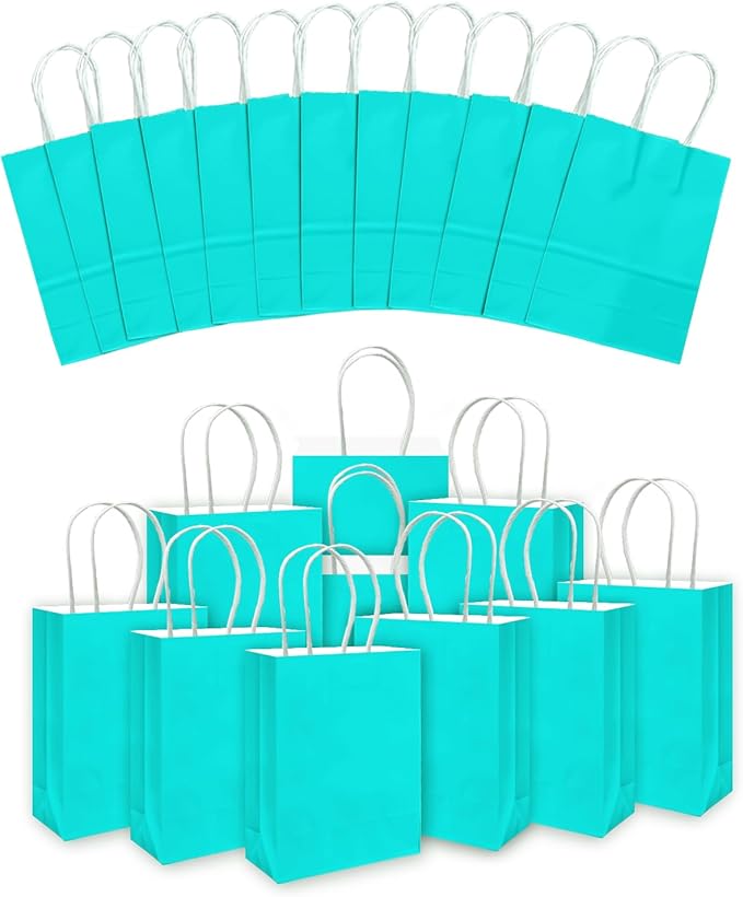 qiqee 30PCS Medium Gift Bag with Handles Bulk 11"x5"x8" Gift Bags Bright Green Bags Multiple Uses (Medium Size)