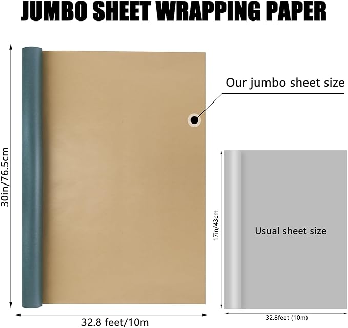 NESCCI Oversized Matte Wrapping Paper,Double Sided Solid Color Pearly-Lustre Paper,Gift Wrapping Paper,Perfect for Wedding,Valentine's Day,Birthday,Christmas,Baby Shower (30 Inches X 32.8 Feet)