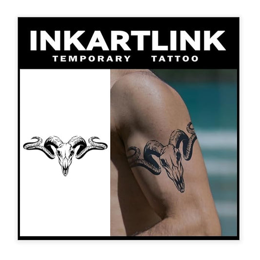 INKARTLINK Tattoo Tech, 2 Sheets Large Semi Permanent Tattoo, Adult Art Design Temporary Tattoos, Lasts 1-2 Weeks, Waterproof, Realistic Look, No Adhesive, No Reflection (Evil Sheep Design)