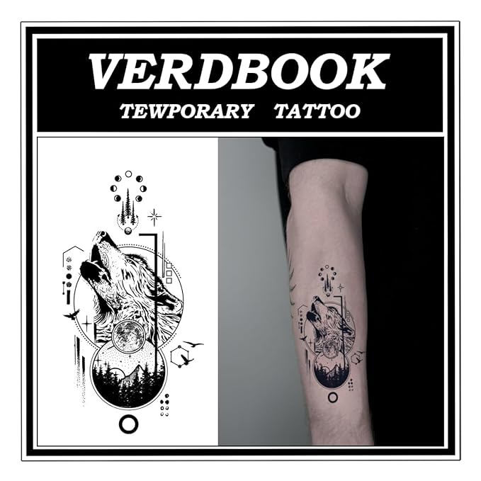 Waterproof Temporary Tattoos: 2-Sheet Tattoo Kit with Realistic Body Stickers, Semi-Permanent Tattoos for Adults Lasting 7-15 Days – Safe for Men & Women, Luna Totem